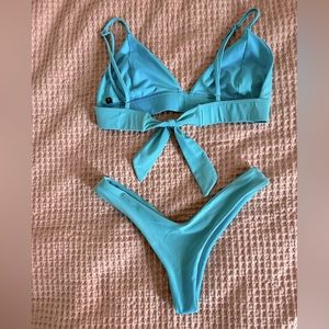 Bright Blue Brazilian Blackbough Bikini